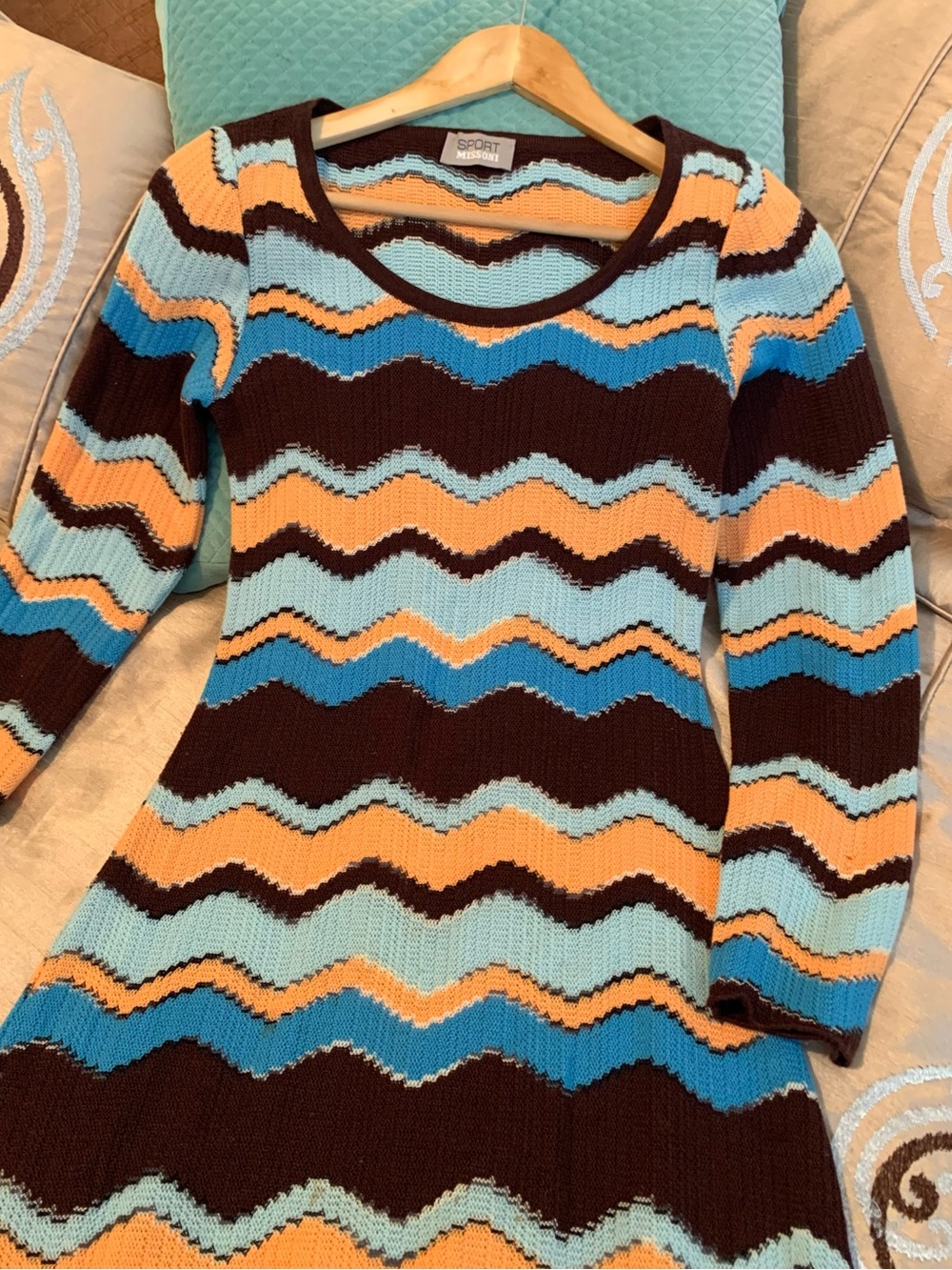 Missoni Crocheted Blue Brown Orange Knit Sweater Dress - Picture 4 of 10